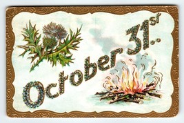 Halloween Postcard Camp Fire October 31st Germany Gottschalk 1910 Embossed - £28.46 GBP