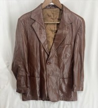 Vintage Grais Angle Sking Size 42 Men&#39;s Brown Cabretta Leather Two Button Jacket - £33.66 GBP