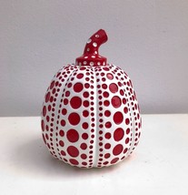 Yayoi Kusama Red Pumpkin Resin Sculpture, Marked to Base, H 12 cm - £365.66 GBP