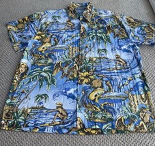 High Seas Trading Co. Men’s XL Hawaiian Shirt - Blue Paradise with Palm ... - £29.40 GBP