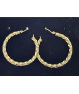 14k Yellow Gold Hollow Twist Hoop Earrings - £141.19 GBP