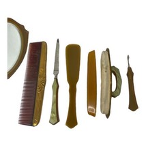 Art Deco Pearlized Celluloid Vanity Set 9 Piece Bakelite Antique Vintage Retro - $159.89