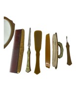 ART DECO PEARLIZED CELLULOID VANITY SET 9 PIECE BAKELITE ANTIQUE VINTAGE... - $219.37 CAD