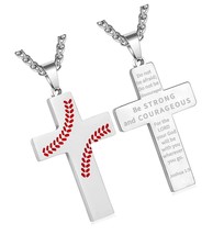 Baseball Cross Necklace for Boys Men, Stainless Steel - $51.49