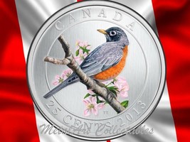 2013 ROBIN - BIRDS OF CANADA SERIES - BEAUTIFUL COLORED 25 CENT COIN - $29.95