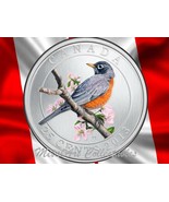 2013 ROBIN - BIRDS OF CANADA SERIES - BEAUTIFUL COLORED 25 CENT COIN - $40.96 CAD