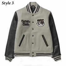 Human Made Varsity Jacket –Grey &amp; Black Letterman Style with Tiger Patch - $150.00+