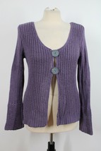 J Jill MP Purple Knit Cotton Button Cardigan Sweater Lagenlook - $29.45