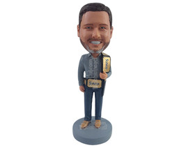 Custom Bobblehead Business winnes carrying a big belt on the shoulder and wearin - £69.98 GBP