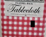 Thin Flannel Back Vinyl Tablecloth,52&quot;x70&quot;Oval,RED &amp; WHITE CHECKERED BUF... - £6.97 GBP