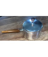 Vintage Wear Ever Aluminum Fondue Pot 1915 Wood Handle 6&quot; Diameter With Lid - $15.50