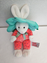 Mary Meyer Bunny Rabbit Plush Stuffed Animal Green Flower Pink Polka Dots - £23.72 GBP