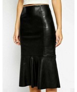 Stylish Black Skirt Women&#39;s Genuine Soft Lambskin Leather Fashionable Pa... - €95,69 EUR+