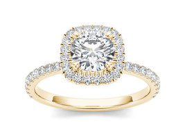 14K Yellow Gold 1 1/4ct TDW Diamond Halo Engagement Ring - £3,677.02 GBP