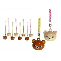 10 TEDDY BEAR BRASS BELL CHARM Rilakkuma Set of 10 Craft Cell Phone Stra... - $18.95