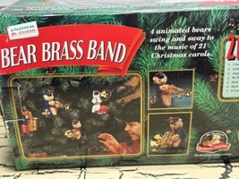 VTG Mr Christmas Bear Brass Band W Box Animated Musical Xmas Ornaments Set 1995 - $38.69