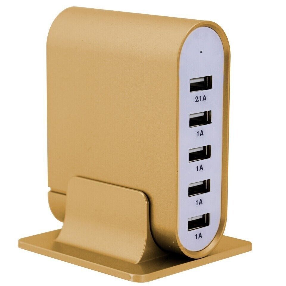 Primary image for Trexonic 7.1 Amps 5 Port Universal USB Compact Charging Station in Gold Finish