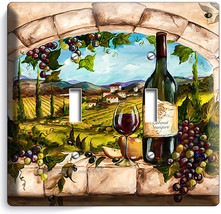 Tuscan Kitchen Window Vineyard Wine Grapes 2 Gang Light Switch Wall Plates Decor - £10.99 GBP