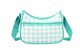 LeSportsac Willow Check Classic Hobo, Mint &amp; White Large Houndstooth Che... - $84.99
