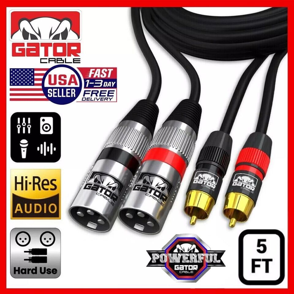 2-XLR Male to 2-RCA Male Cable Dual Patch Splitter Shielded Audio Stereo... - $10.99