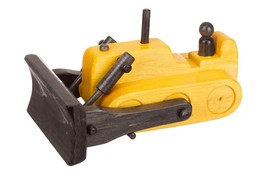 Bulldozer Wood Toy - Handmade Working Construction Truck Yellow &amp; Black - £81.51 GBP