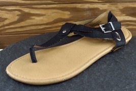Seychelles Sz 6.5 M Black T-Strap Synthetic Women Sandals - £15.78 GBP