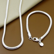 Fine 40-60cm Silver color solid Necklace Bracelet Fashion Jewelry For Women Men  - £12.28 GBP
