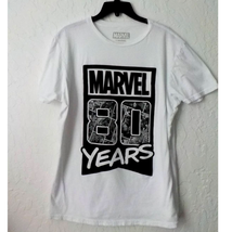 Marvel 80 Years Print Tee White Black T-Shirt Men size XL Short Sleeves - £12.44 GBP