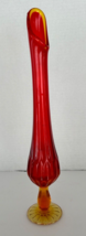 VTG Fenton Stretch/Swung Art Glass Vase Footed Flame Orange Amberina w/G... - £27.42 GBP