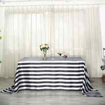 Black White - 90&quot;x156&quot; Rectangle Tablecloth Seamless Stripe Satin Weddings - £31.60 GBP
