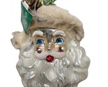 Kurt Adler Hand blown Glass  Santa Head  Cream Hat with Pine Cone Orname... - $14.06