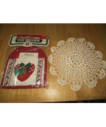 Recipe Card Pot Holder and Crochet Doily - $2.96