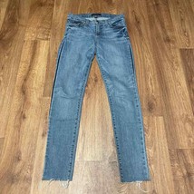 Flying Monkey Women Light Wash Crop Skinny Jeans Size 26 #L9344 Raw Hem Stretch - £20.25 GBP