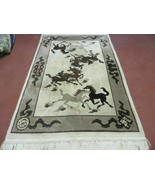 4&#39; X 6&#39; Modern Tibetan Nepal Art Deco Chinese Hand Knotted Wool Rug Hors... - $18,518.17 MXN