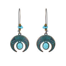 Turquoise &amp; Wood 18K Gold-Plated Cattle Drop Earrings - £10.21 GBP