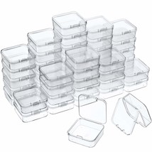 48 Packs Clear Small Plastic Containers Transparent Storage Box With Hin... - $37.99