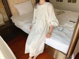 Victorian Cotton Nightgown, Women Vintage Loungewear, White Cotton Night... - £57.37 GBP