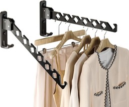 Wall Mount Coat Hanger Holder Black Clothes Drying Organizer Rack Garmen... - $39.98