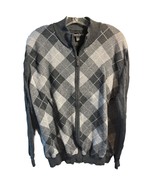 Kenneth Roberts Platinum Men’s L Gray Argyle Full Zip Cotton Cashmere Sw... - $24.75