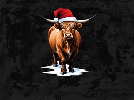 Christmas Highland Cow PNG, Cute Festive Digital Artwork, Perfect for Holiday Cr - £2.39 GBP