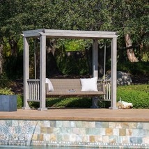 PERGOLA SWING FOR OUTDOOR PATIO DECK GARDEN BACKYARD METAL RETRACTABLE R... - $696.99