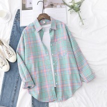 Women&#39;s Plaid Shirt 2022 New Ladies Loose Casual Blouse and Tops Fresh College S - £40.70 GBP