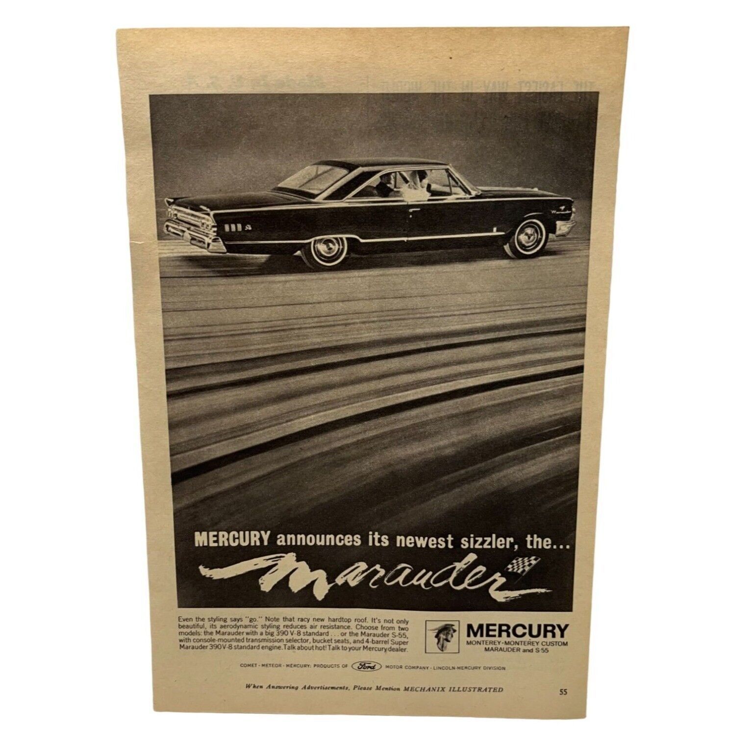 Ford Mercury Marauder Vintage 1963 Print Ad S-55 Auto V-8 Classic Car Ad - £11.87 GBP