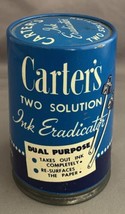 Vintage Carter&#39;s Ink Eradicator Two Solution Tin and 2 Glass Solution Bottles  - £7.86 GBP