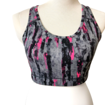 Sports Bra Sz M Layer 8 Gray Black Pink Athletic Wireless Splatter Desig... - $13.88