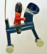 Primitive Wooden Horse and Soldier Christmas Tree Hanging Ornament 3 7/8&quot; Tall - £4.72 GBP