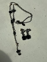 Demi Robert Rose Signed Oxidized SIlvertone Chain w Black Plastic Bead &amp;... - $18.52