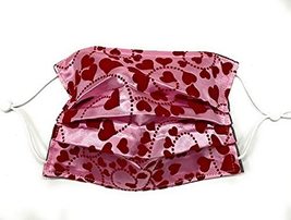 Red Velvet Heart Pink Faux Silk Pleated Face Mask, Spiral Polka Dot Floral Love  - £10.75 GBP