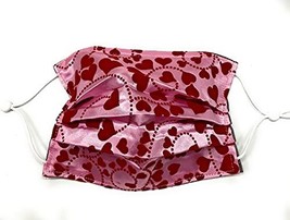Red Velvet Heart Pink Faux Silk Pleated Face Mask, Spiral Polka Dot Flor... - $18.71 CAD