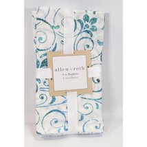 4-Pack Table Napkins scroll medallion design navy blue/ white Allen + Roth - $174.48 MXN